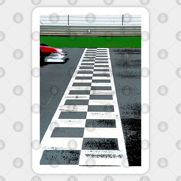 Racing car crosses the finish line Sticker by MiRaFoto